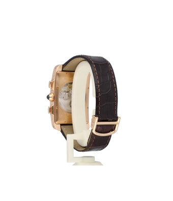 Cartier Tank Américaine SM yellow gold silver roman alligator leather 2009 B+P