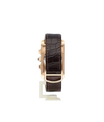 Cartier Tank Américaine SM yellow gold silver roman alligator leather 2009 B+P