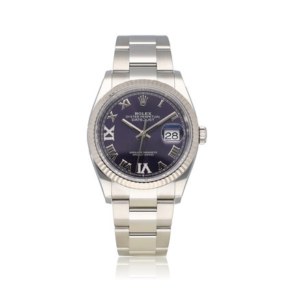 Datejust 36 - 2022 box + papers | steel aubergine / purple roman diamond Oyster