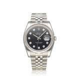 Rolex Datejust 36 NEW ROLEX SERVICE - 2009 B+P | steel - white gold diamond black Jubilee