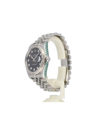 Rolex Datejust 36 NEW ROLEX SERVICE - 2009 B+P | steel - white gold diamond black Jubilee