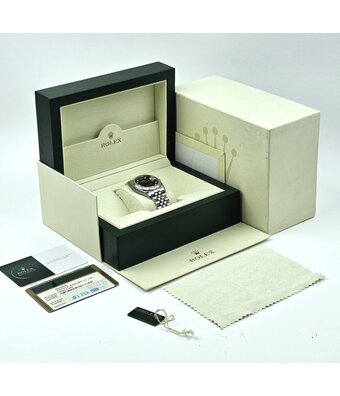 Rolex Datejust 36 NEW ROLEX SERVICE - 2009 B+P | steel - white gold diamond black Jubilee