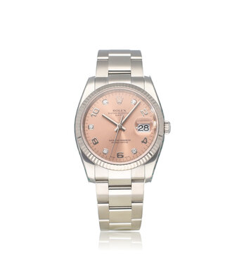 Rolex Date  34 NEW ROLEX SERVICE - 2011 B+P | steel - white gold pink diamond Oyster