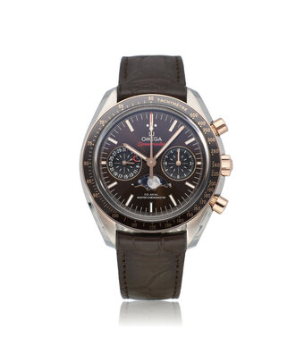 Omega Speedmaster Moonwatch Moonphase 44 steel rose gold brown 2023 box + papers