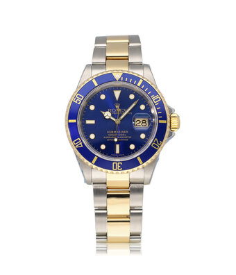 Rolex Submariner Date 40 NEW ROLEX SERVICE - 2000 B+P | steel - yellow gold blue - bluesy