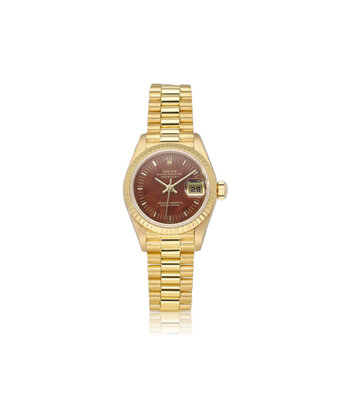 Rolex Lady-Datejust 26 NEW ROLEX SERVICE - 1990 B+P | yellow gold wood tight President