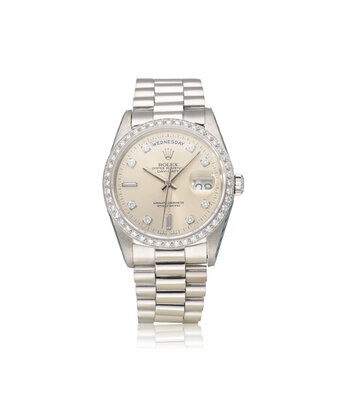 Rolex Day-Date 36 - 1989 platinum factory diamond - baguette President