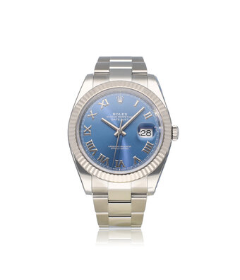Rolex Datejust 41 NEW ROLEX SERVICE - 2020 B+P | steel - white gold Azurro blue roman Oyster