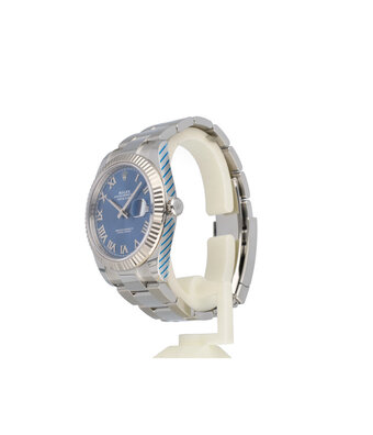 Rolex Datejust 41 NEW ROLEX SERVICE - 2020 B+P | steel - white gold Azurro blue roman Oyster