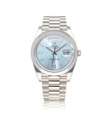 Rolex Day-Date 40 - 2022 box + papers | platina ice blue diamond / baguette