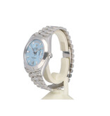 Rolex Day-Date 40 - 2022 box + papers | platina ice blue diamond / baguette