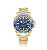 Rolex Submariner Date 40 NEW ROLEX SERVICE - 2018 B+P | yellow gold blue - bluesy ceramic Oyster