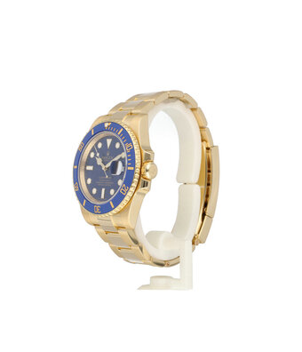 Rolex Submariner Date 40 NEW ROLEX SERVICE - 2018 B+P | yellow gold blue - bluesy ceramic Oyster