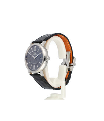 IWC Portofino Midsize Automatic 37 - 2022 box + papers | steel grey diamond alligator strap