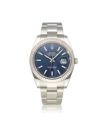 Rolex Datejust 41 - 2021 box + papers | steel - white gold blue index Oyster