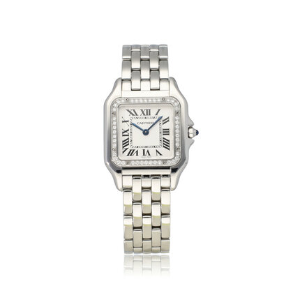 Panthère de Cartier  MM - 2023 box + papers | steel diamond silver roman