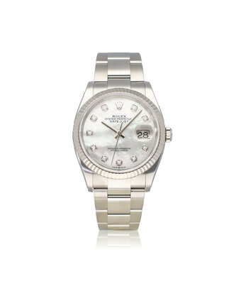 Rolex Datejust 36 NEW ROLEX SERVICE - 2019 B+P | steel - white gold MOP diamond Oyster