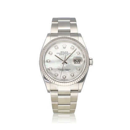 Datejust 36 NEW ROLEX SERVICE - 2019 B+P | steel - white gold MOP diamond Oyster