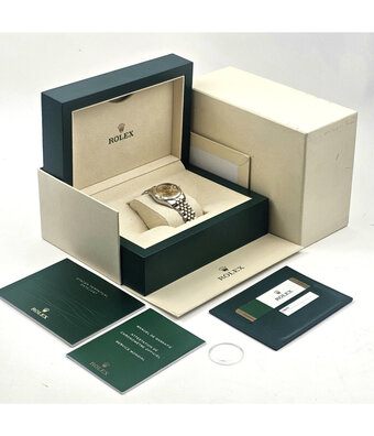 Rolex Datejust 31 2015 B+P | steel - yellow gold floral champagne concealed Jubilee