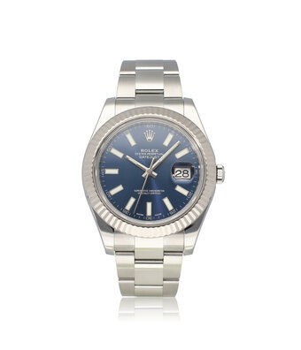 Rolex Datejust II 41 blue Oyster 2016 box + papers | steel - white gold fluted