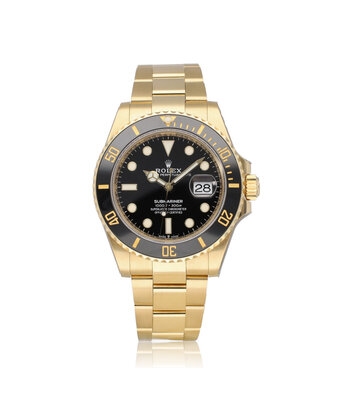 Rolex Submariner Date 41 NEW ROLEX SERVICE - 2021 B+P | yellow gold black Oyster