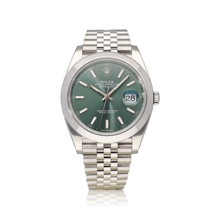 Datejust 41 NEW ROLEX SERVICE - 2024 B+P | steel mint green Jubilee