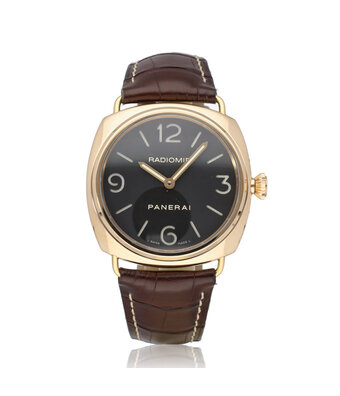 Panerai Radiomir 3 Days Oro Rosa 47 rose gold black alligator leather strap 2010 box + papers