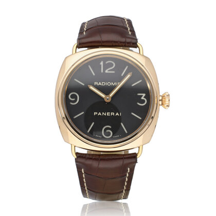 Radiomir 3 Days Oro Rosa 47 rose gold black alligator leather strap 2010 box + papers