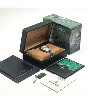 Rolex Datejust 36 steel silver tapestry Jubilee 2001 box + papers