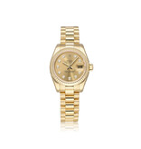 Rolex Lady-Datejust 26 NEW ROLEX SERVICE - 2007 B+P | gold President champagne diamond