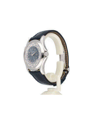 Patek Philippe Complications World Time 40 - 2010 box + papers | platinum silver - blue alligator leather