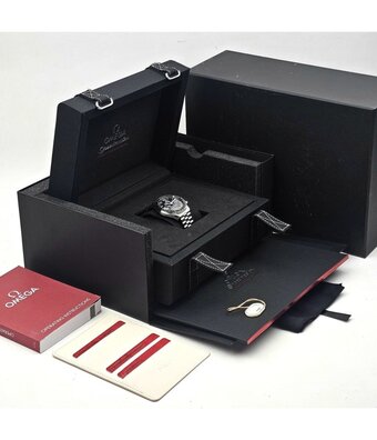 Omega Speedmaster Moonwatch Chronograph 42 box + papers | OPEN DATE | steel black hesalite