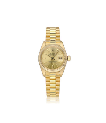 Rolex Lady-Datejust 26 NEW ROLEX SERVICE - 1982 | yellow gold - tight President champagne