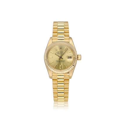 Lady-Datejust 26 NEW ROLEX SERVICE - 1982 | yellow gold - tight President champagne