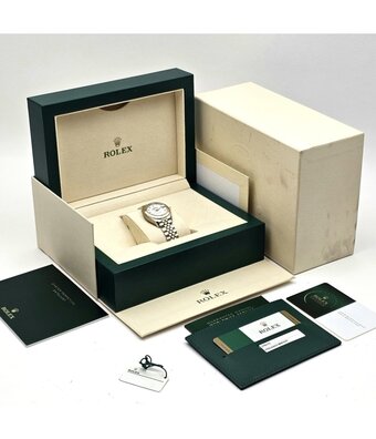 Rolex Lady-Datejust 28 NEW ROLEX SERVICE - 2020 B+P | steel / yellow gold white roman Jubilee