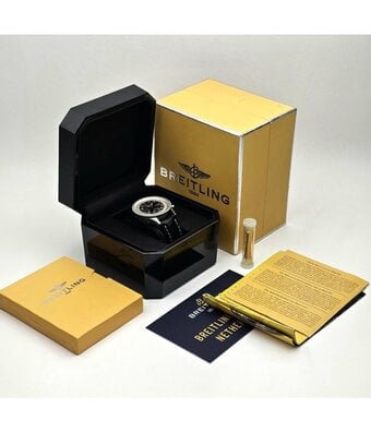 Breitling Navitimer Montbrillant Olympus 48 NEW BREITLING SERVICE - steel day date moonphase black L