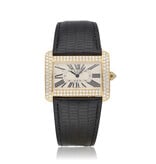 Cartier Tank Divan 32 NEW CARTIER STRAP | yellow gold factory diamond + box
