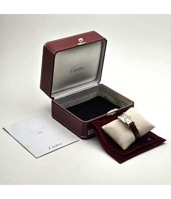 Cartier Tank Americaine 32 rose gold silver 2013 box + papers | NEW CARTIER STRAP