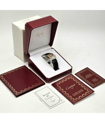 Cartier Santos de Cartier Galbée 34,8 NEW CARTIER SERVICE - 1996 B+P | steel / gold quartz | ref.