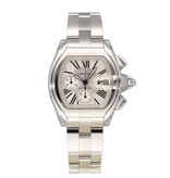 Cartier Roadster Chronograph Automatic 40 - 2006 + papers | XL steel bracelet silver roman
