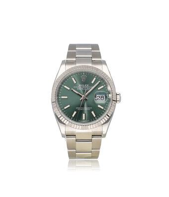 Rolex Datejust 36 2023 + papers | green steel - white gold fluted Oyster