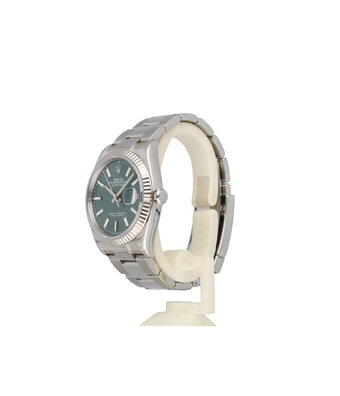 Rolex Datejust 36 2023 + papers | green steel - white gold fluted Oyster