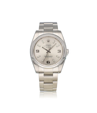 Rolex Oyster Perpetual 34 NEW ROLEX SERVICE - 2008 box + papers | steel silver domed Oyster