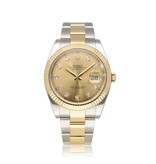Rolex Datejust 41 2024 box + papers | steel - gold champagne diamond Oyster