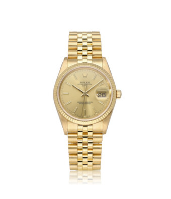 Rolex Date 34 34 NEW ROLEX SERVICE - 1990 + box | yellow gold champagne Jubilee