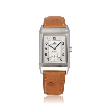Reverso Grand taille 26 NEW JLC STRAP - 2002 B+P | steel silver alligator leather