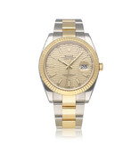 Rolex Datejust 41 NEW ROLEX SERVICE - 2023 B+P | motif - blocks  - fluted steel - gold champagne