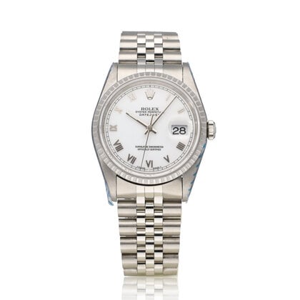 Datejust 36 NEW ROLEX SERVICE - 1996 B+P | steel white roman Jubilee