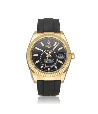 Rolex Sky-Dweller  42 NEW ROLEX SERVICE - 2020 box + papers | yellow gold Oysterflex / rubber bl