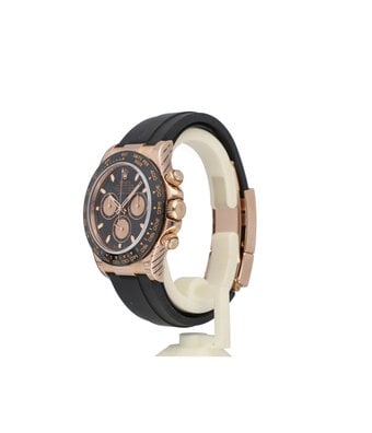 Rolex Daytona  40 NEW ROLEX SERVICE - 2021 B+P | rose gold black / sundust rubber - Oysterflex